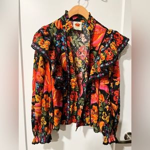 Farm Rio Floral Ruffle Blouse